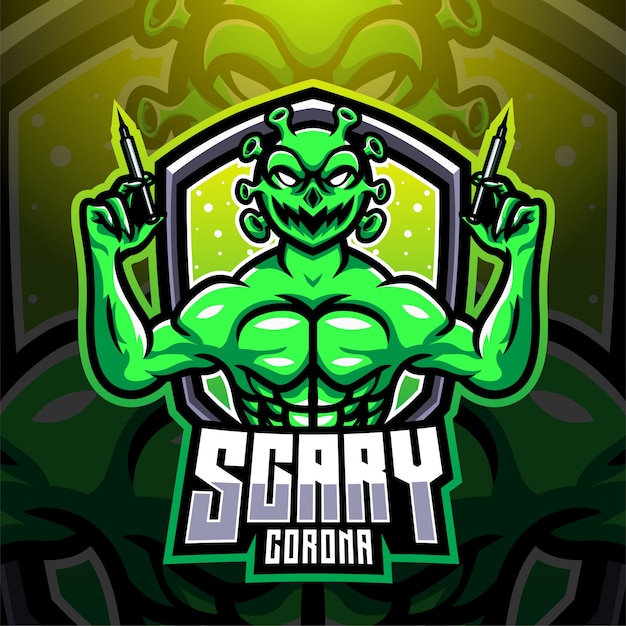 Premium Vector | Scary corona esport mascot logo design