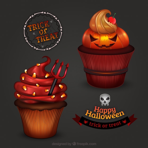 Scary Halloween Cupcakes Vector Premium Download 0974