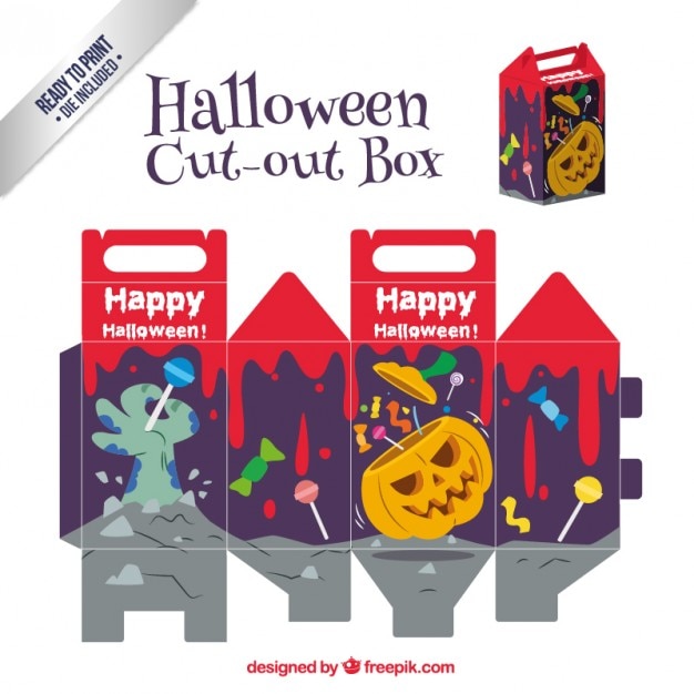 Scary halloween  cut  out  box  Vector Free Download