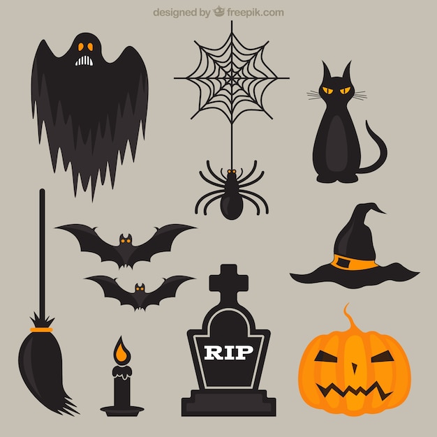 Scary halloween elements Vector | Free Download