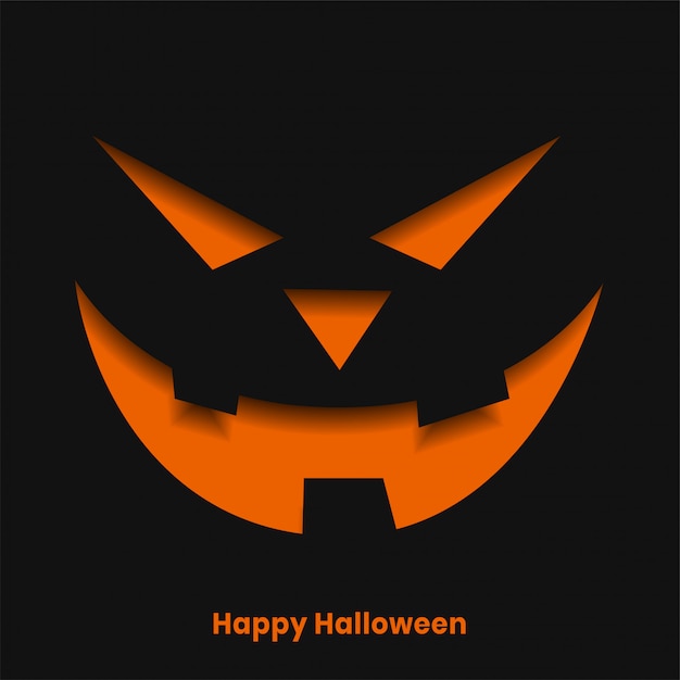 Scary halloween ghost face in paper cut style illustration ...