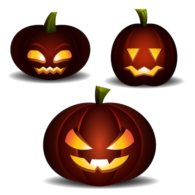 Download Scary halloween orange pumpkin light. flat vector ...
