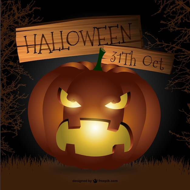 Download Scary halloween pumpkin vector | Free Vector