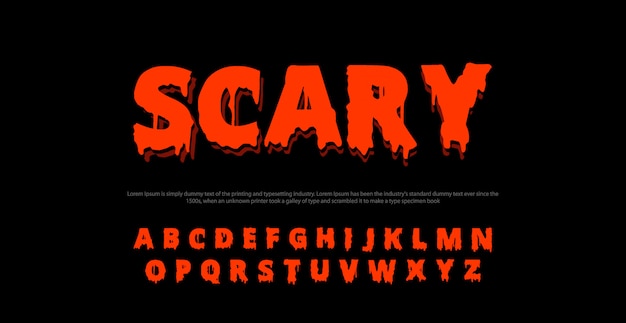 Scary Movie Alphabet Font Typography Horror Designs Concept Vector