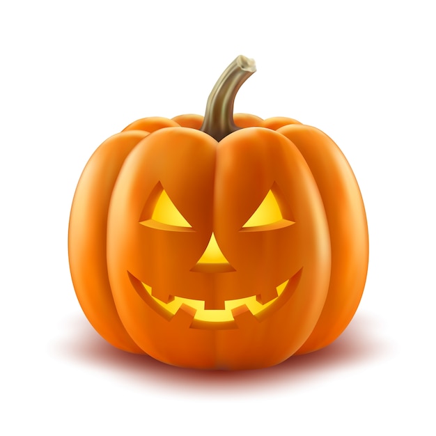 Download Free Vector | Scary pumpkin halloween lantern realistic vector