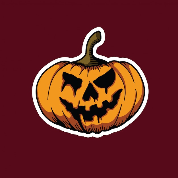 Download Scary pumpkins halloween sticker Vector | Premium Download