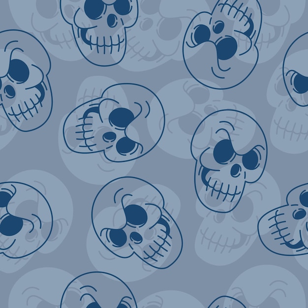 Premium Vector | Scary skull flat vector seamless pattern
