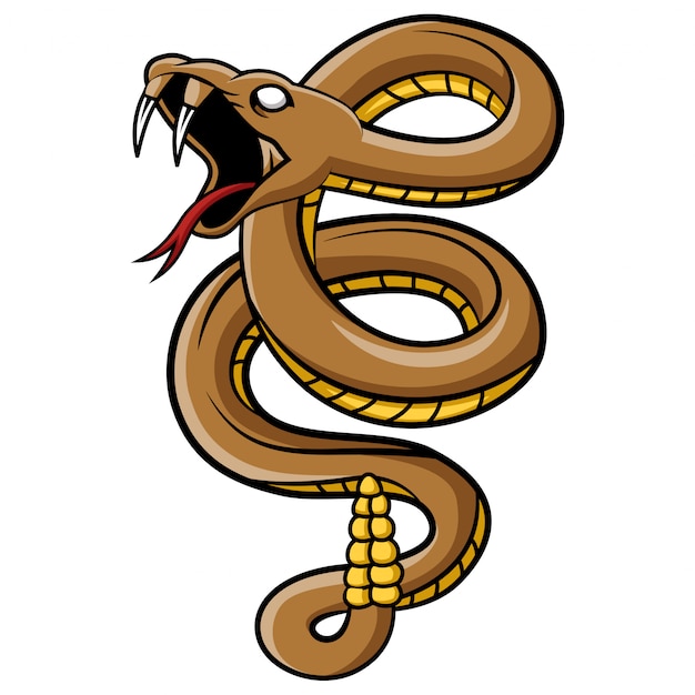 怖い毒蛇ヘビマスコット漫画 プレミアムベクター