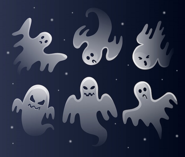 Download Premium Vector | Scary white ghosts. halloween celebration ...