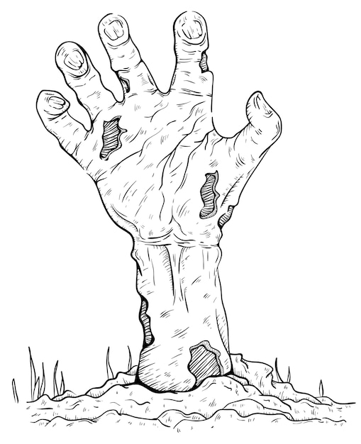Scary Zombie Hand Rising From The Grave Vector Premium Download