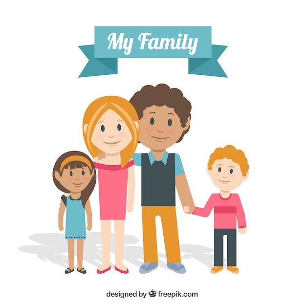 Scene of fantastic family in flat design Vector | Free Download