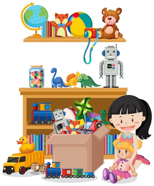 girl with toys