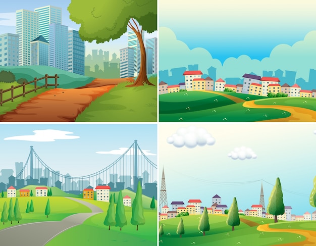 Scenes of cities and parks