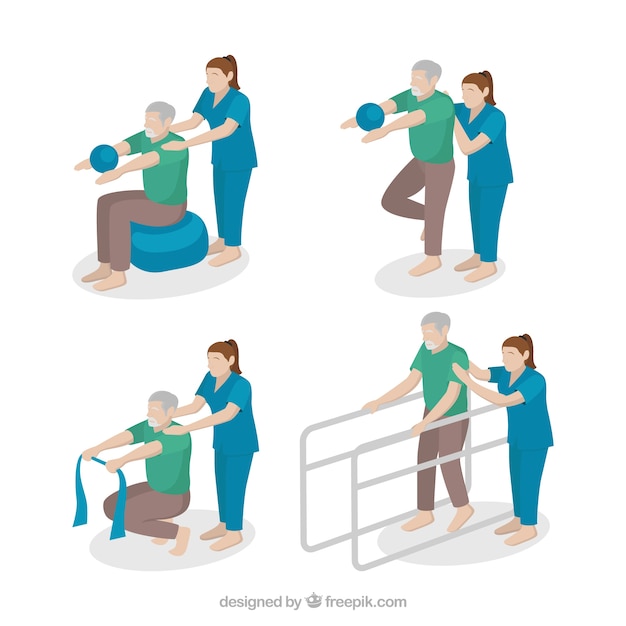 Free Vector | Scenes of physiotherapist with a patient