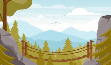 Premium Vector | Scenic valley flat illustration. beautiful mountain ...