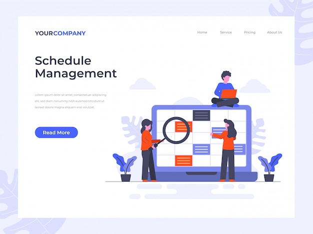 Schedule management landing page Premium Vector