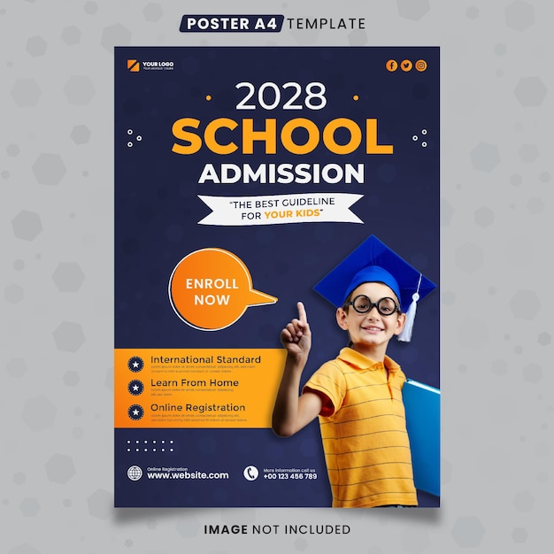 Premium Vector | School admission poster a4 template ready to print