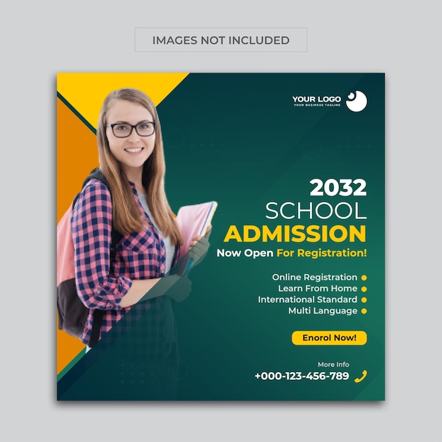 Premium Vector | School admission promotional instagram banner or ...