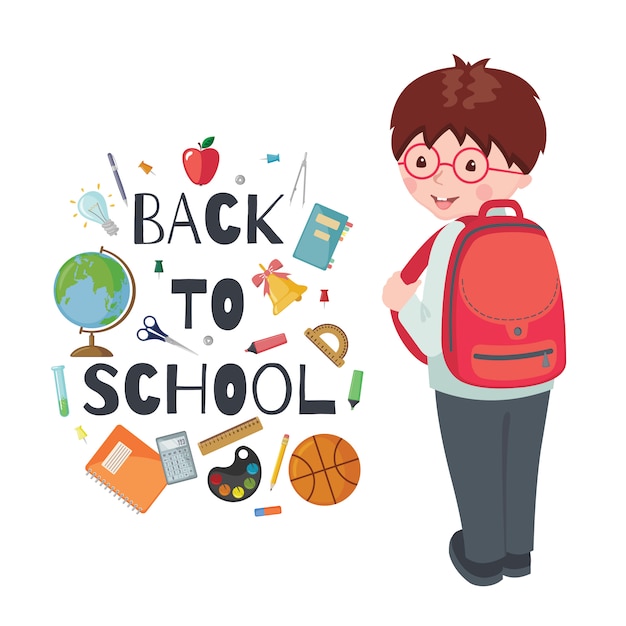 Premium Vector | School bag with pens, books and pencils.