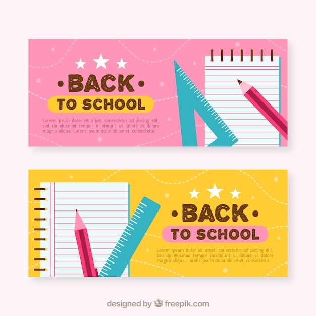 free-vector-school-banners-with-flat-design