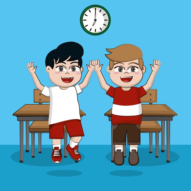Premium Vector School Boys At Classroom Cartoons Vector Illustration
