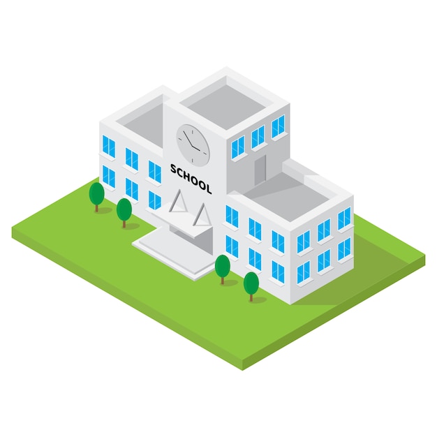 Download School building isometric vector for 3d map element | Premium Vector