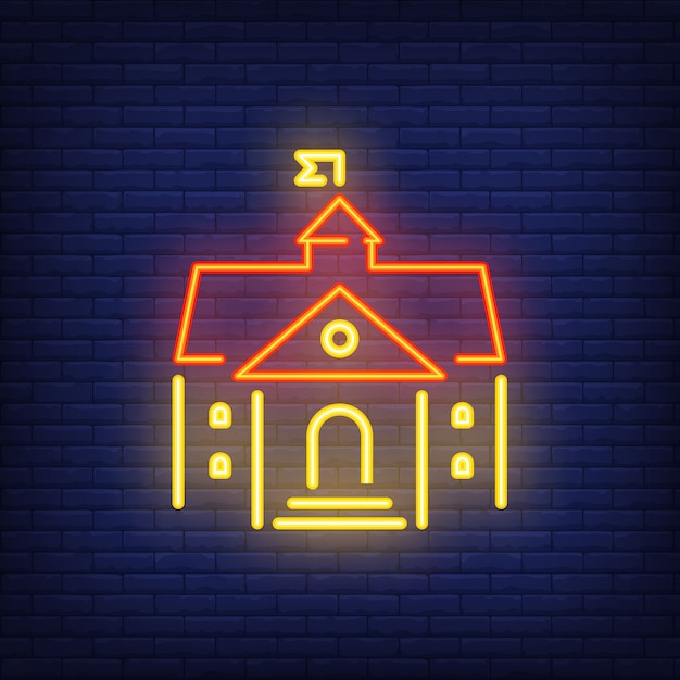 Free Vector | School building neon sign. modern bright school building ...