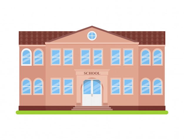 Premium Vector | School building, schoolhouse front view, facade of ...