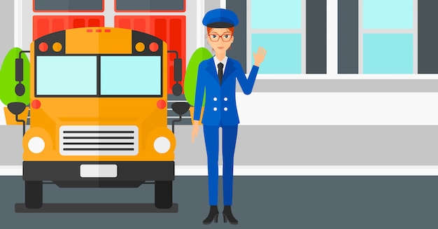 Download School bus driver. Vector | Premium Download