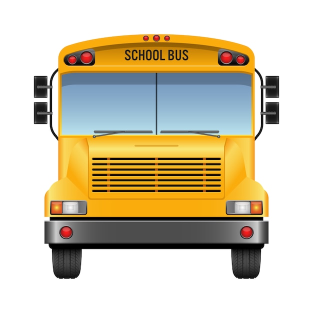 プレミアムベクター 白い背景の上のスクールバスのイラスト