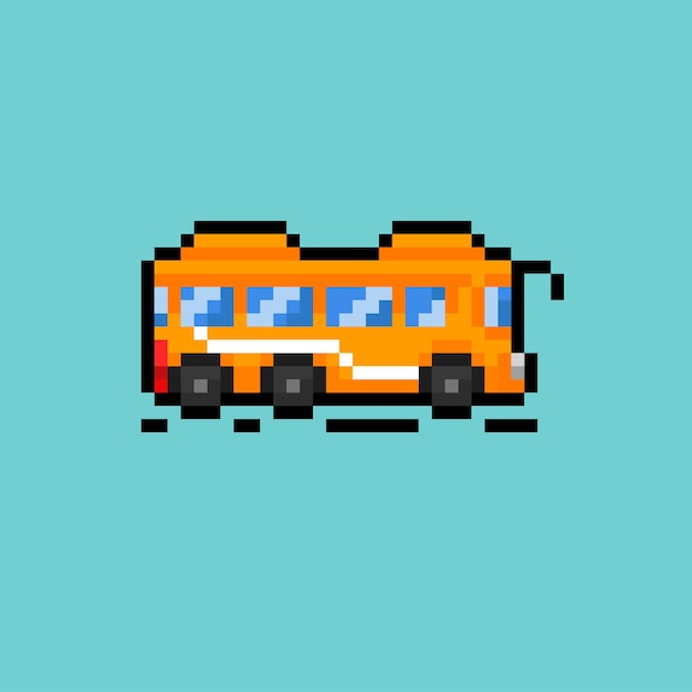 Premium Vector | A school bus with pixel art style