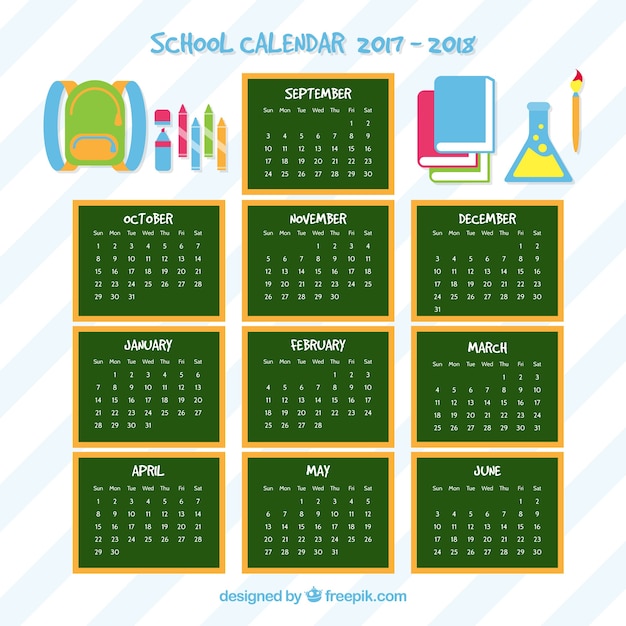 Download Vector School calendar with material drawings Vectorpicker