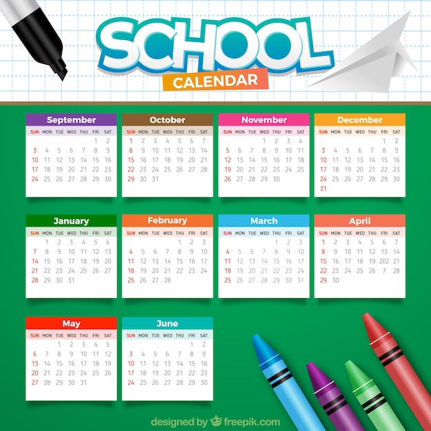 Free Vector | School calendar with colored waxes