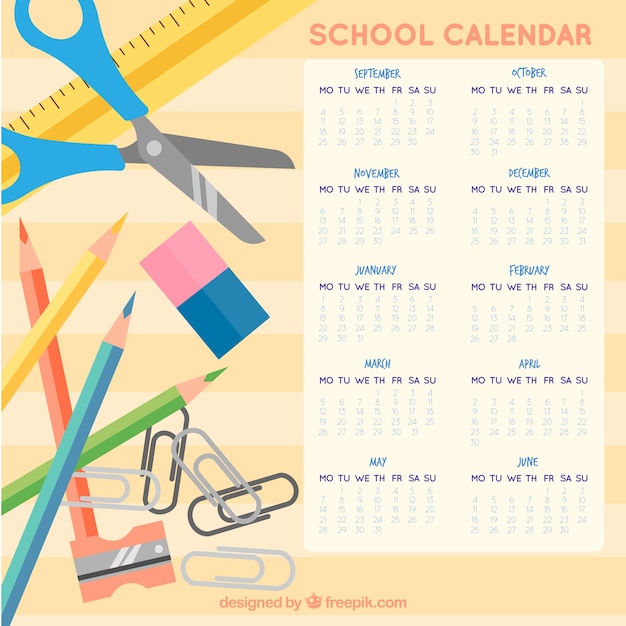 Free Vector | School calendar with pencils