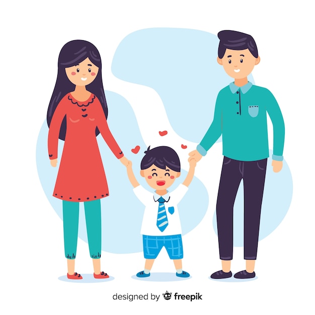 School Child With Parents | Free Vector