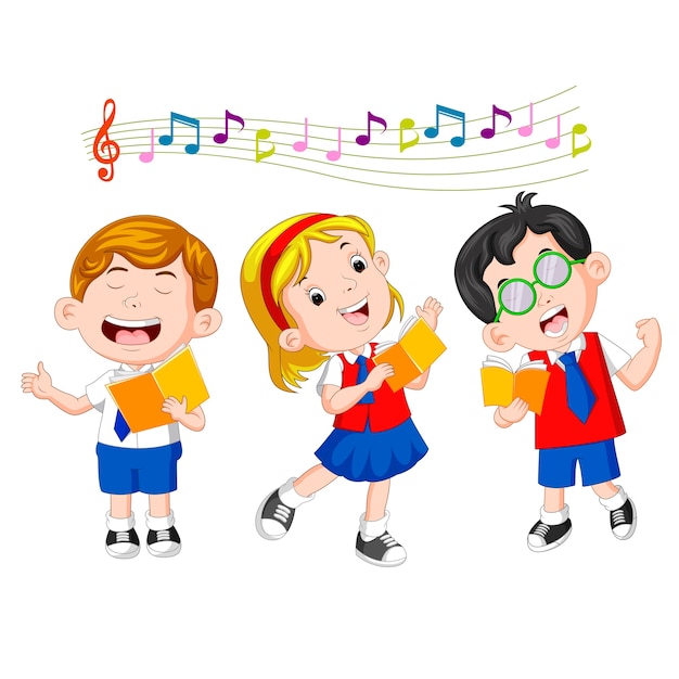 Premium Vector | School children singing