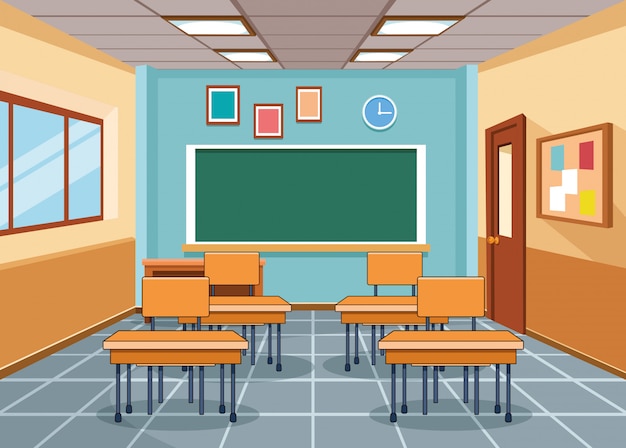 Premium Vector | School clasroom interior