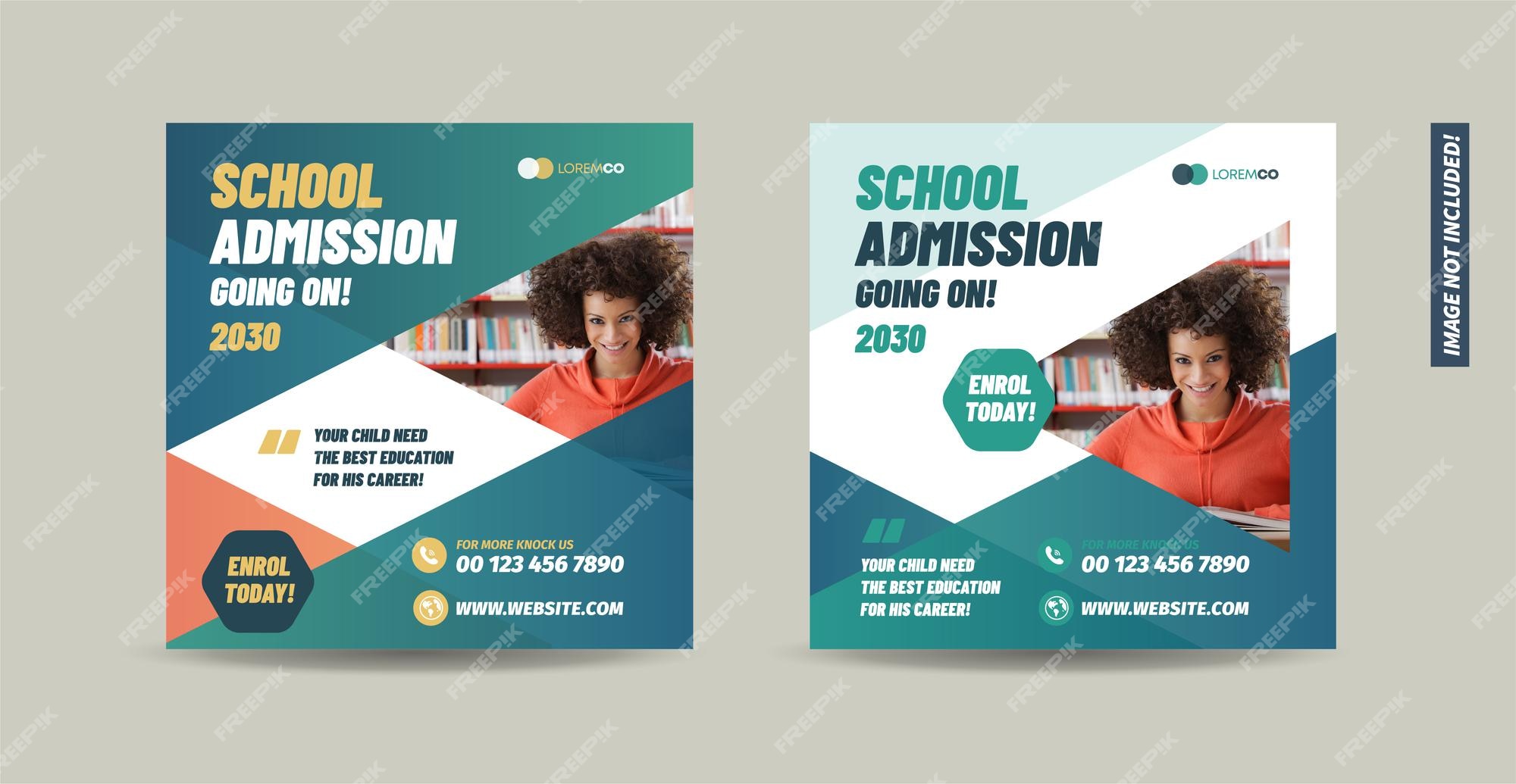 Premium Vector | School college university admission banner and ...