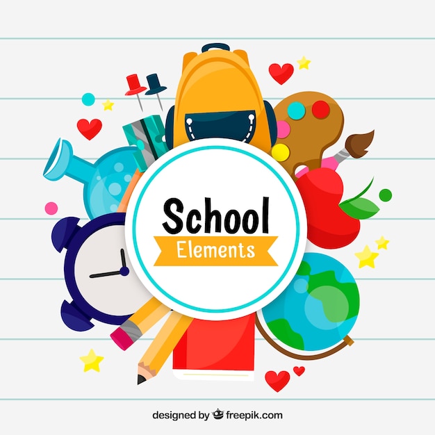 School elements background with education
supplies