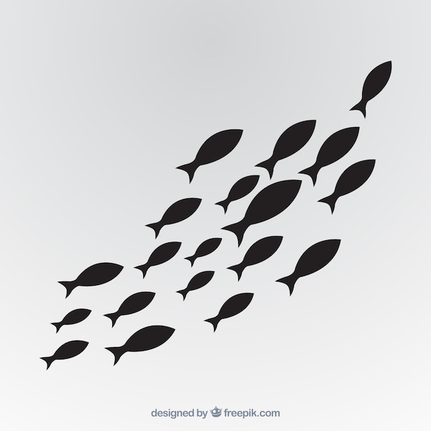 School of fishes background in hand drawn style Premium Vector