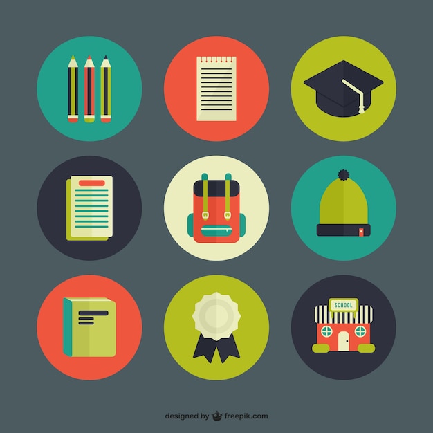 Download Free Vector | School icon pack
