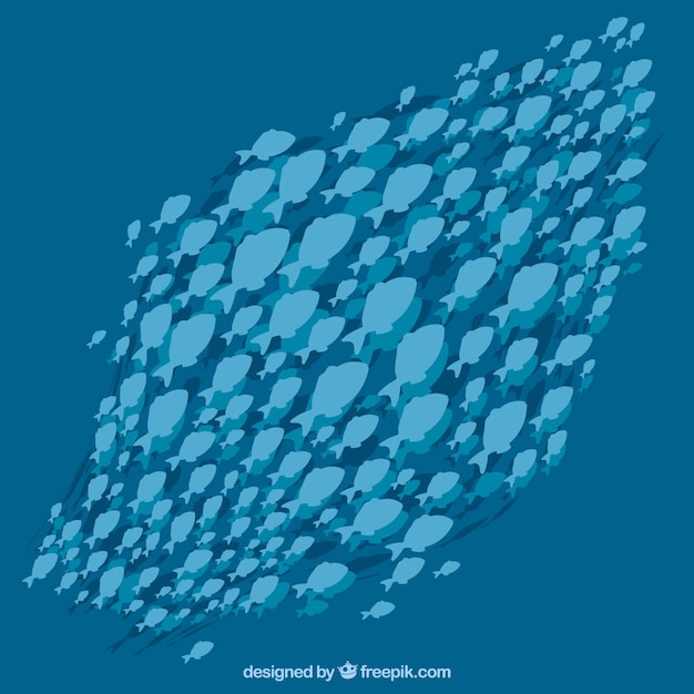 School of fishes background with deep sea in\
flat style