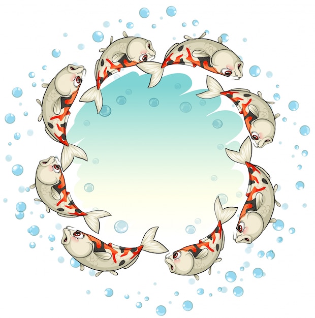 School of fishes forming a circle on a white\
background