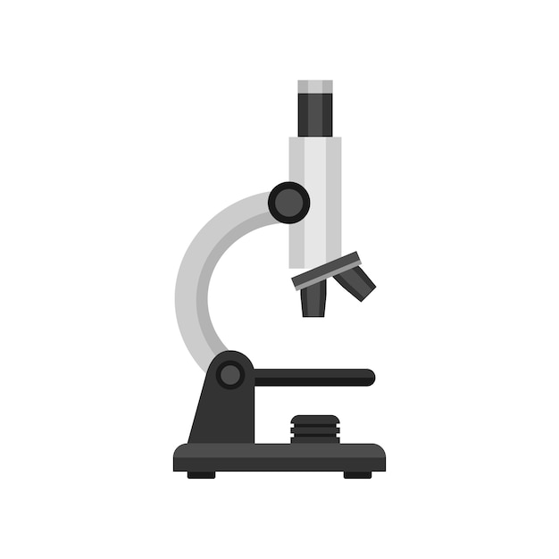 学校や科学実験室の顕微鏡のイラスト 研究および実験用の機器 単一の孤立したオブジェクト プレミアムベクター