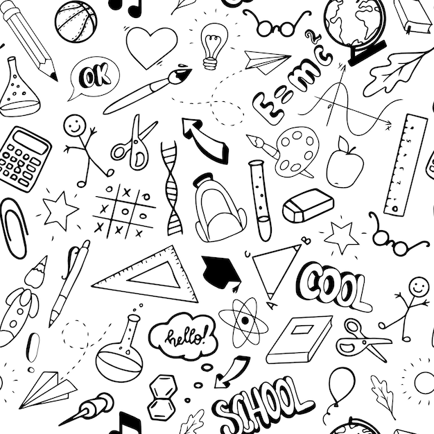 Premium Vector | School seamless pattern