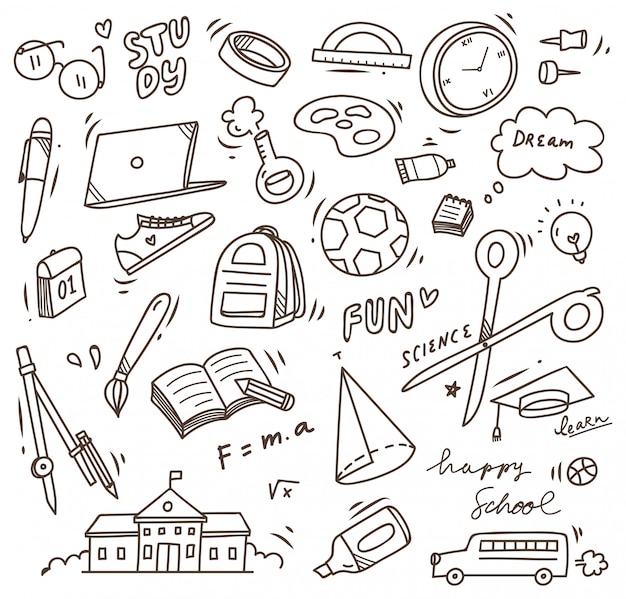 Premium Vector | School supplies doodle, back to school vector element