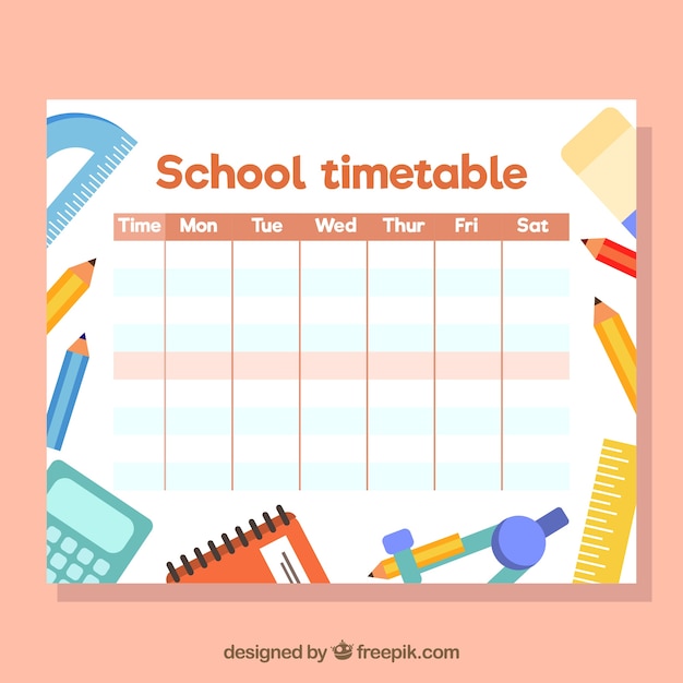 Premium Vector | School timetable template to organize