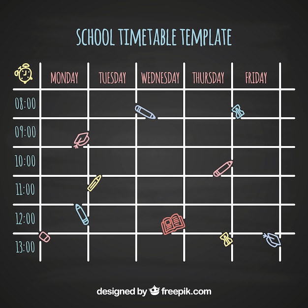 Free Vector | School timetable template to organize