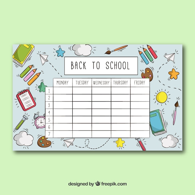school timetable template with school objects_23 2147653378