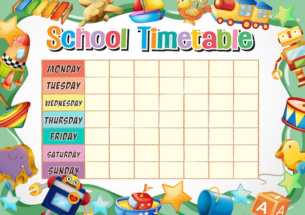 printable time table chart for elementary child